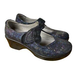 Alegria Dayna Metallic Iridescent Mary Jane Shoes Sz 38 (EU) Comfort Blue